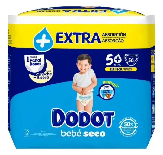 DODOT PAÑAL BEBE SECO T5 12-17KG 56UNIDADES