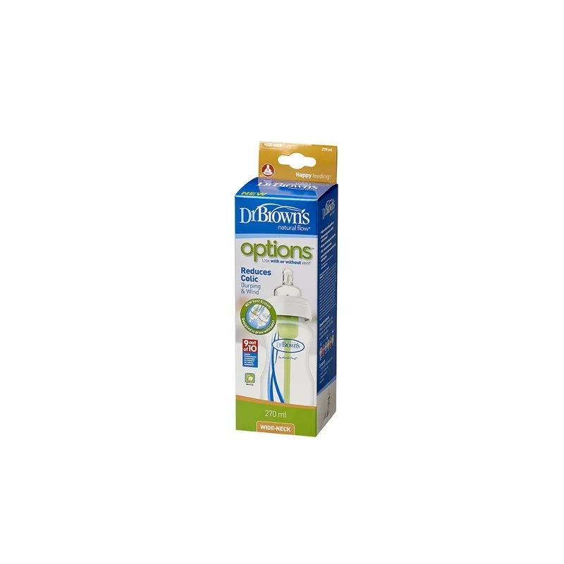 Dr Browns Options Biberón Boca Ancha 270 ml Interior Verde NUEVO