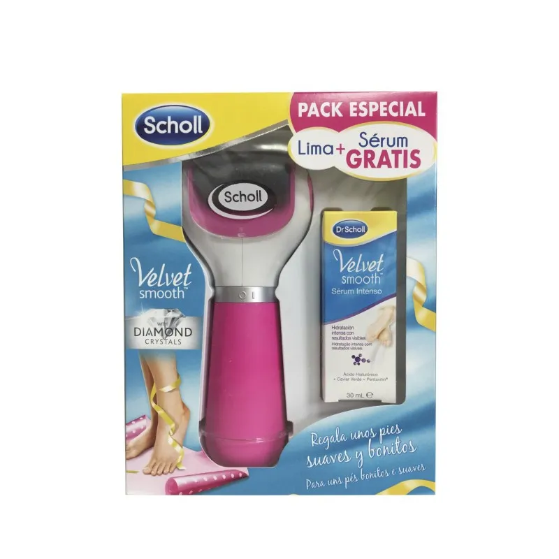 Dr Scholl Velvet Smooth Lima Electronica Pies Velvet Smooth Diamond Crystals Rosa + Serum pies