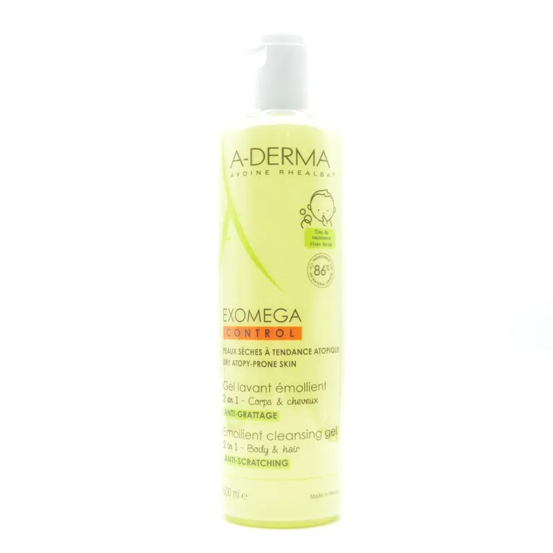A-DERMA EXOMEGA CONTROL GEL LIMPIADOR EMOLIENTE 2EN1 500 ML
