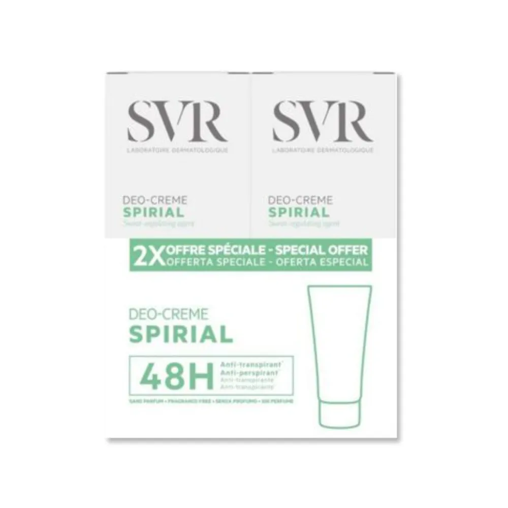 Duo Spirial Deo- Crema Anti-Transpirante 48H, 50 ml + 50 ml. - SVR