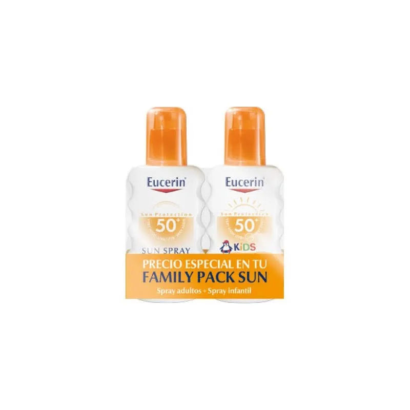 Eucerin Pack Family Sun Spray 50+ 200 ml + Sun Spray Kids 50+ 200 ml
