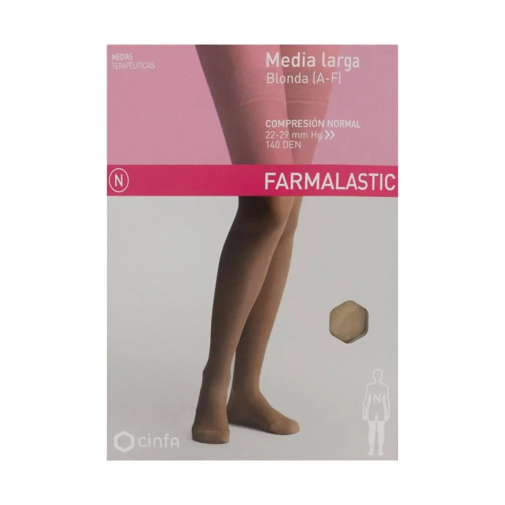 Farmalastic media larga blonda Compresión Normal Beige T - Reina Plus