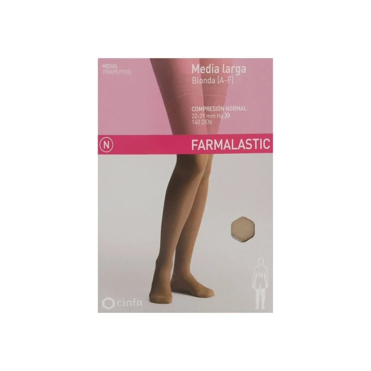 Cinfa Farmalastic media larga Compresión Normal blonda Beige Mediana