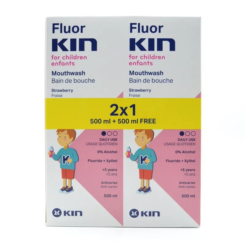 FLUORKIN INFANTIL DUPLO ENJUAGE DIARIO FRESA 500