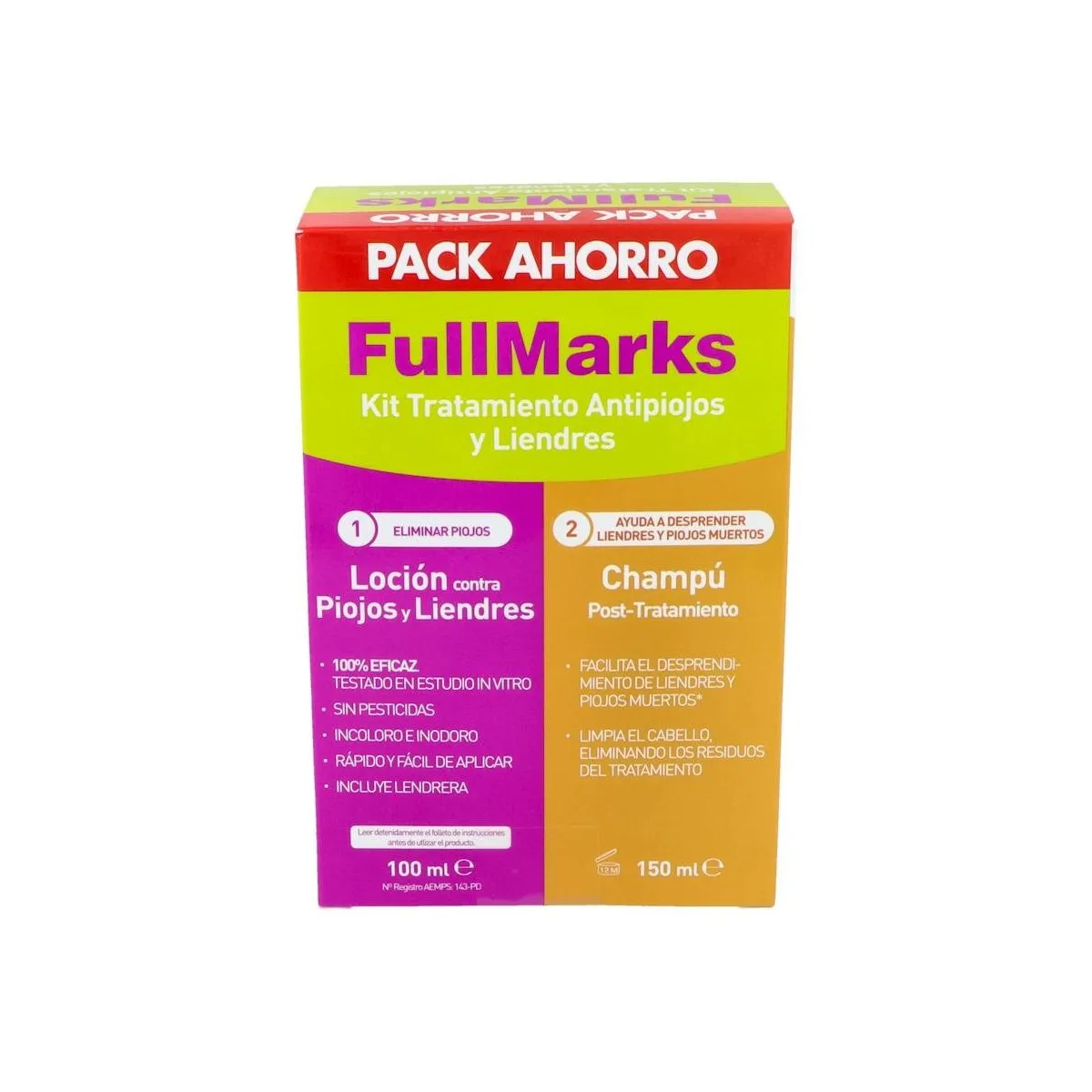 Fullmarks Kit Cham+Sol Pedicul 100+150 Ml