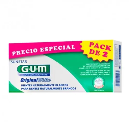 G.U.M 2x1 Original White Pasta De Dientes, 2 x 75 ml. - Sunstar