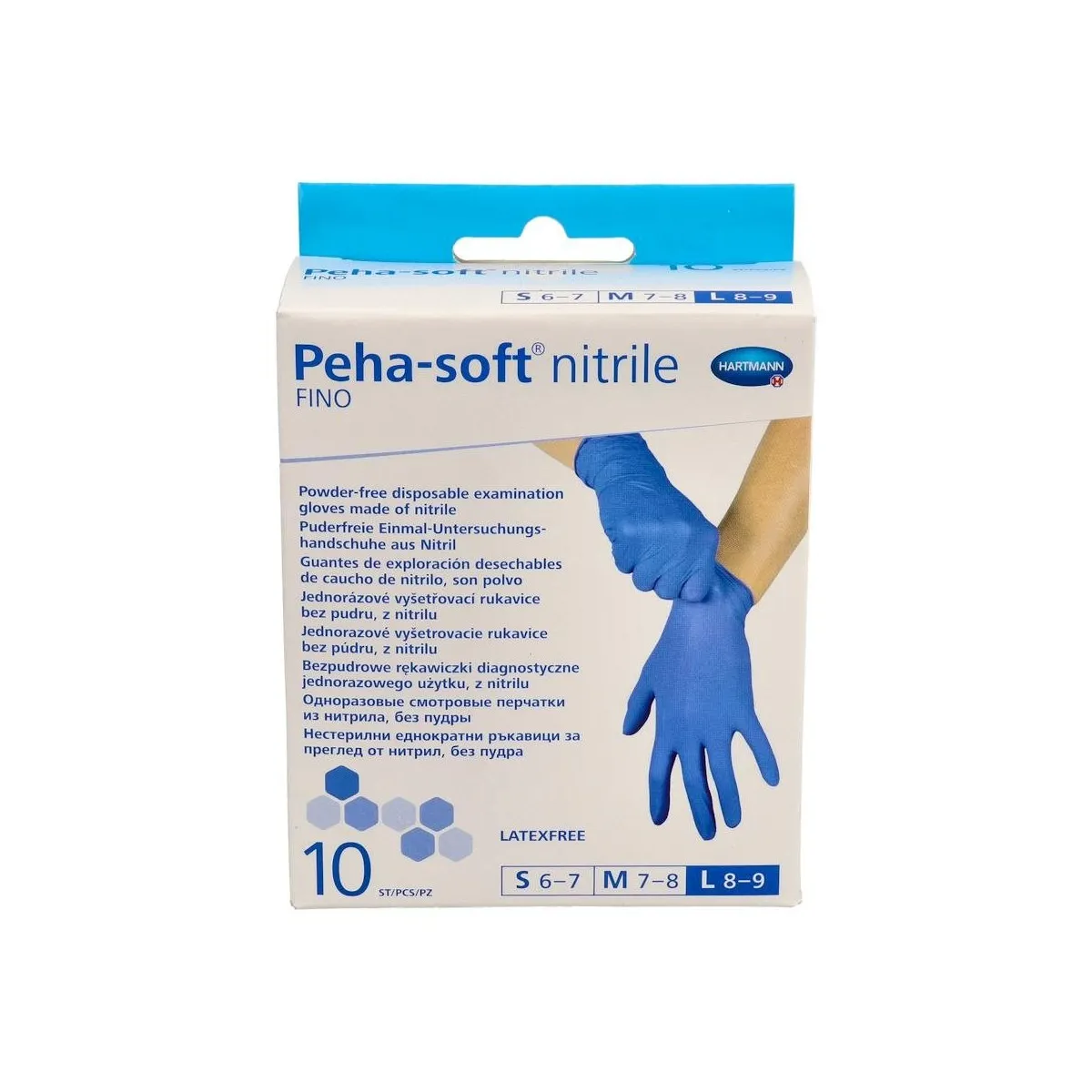 Guantes Peha-Soft Nitrilo Azul T/L 10 Un Fino