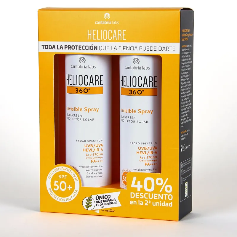 Heliocare 360 Spray Invisible SPF 50 Pack Duplo 40% de descuento en la 2º unidad