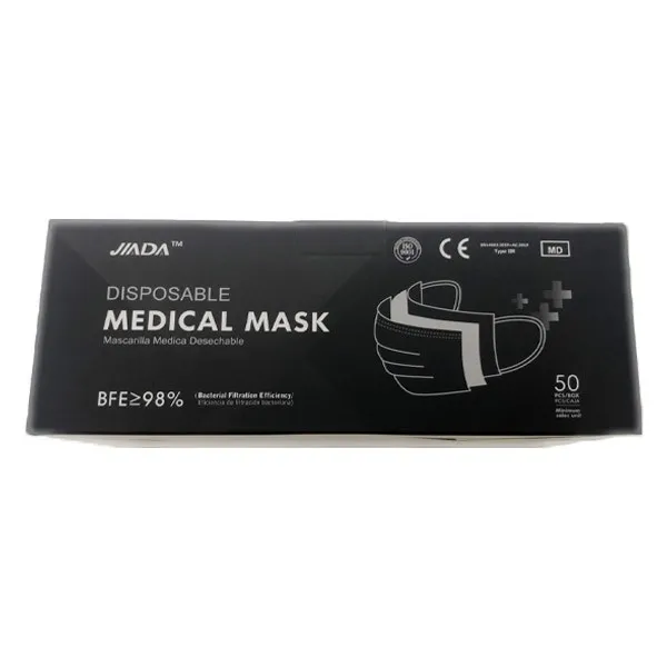Jiada Mascarilla Quirúrgica Triple Capa Adulto Color Negro 50 unidades