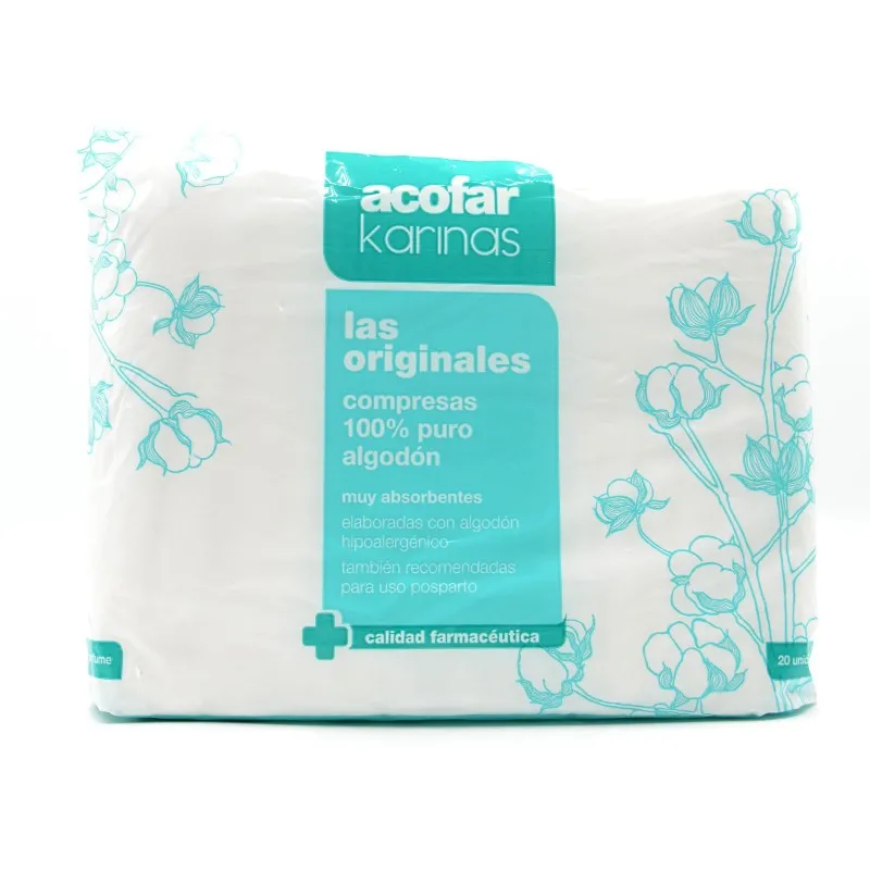 KARINAS COMPRESAS ALGODON 20 U
