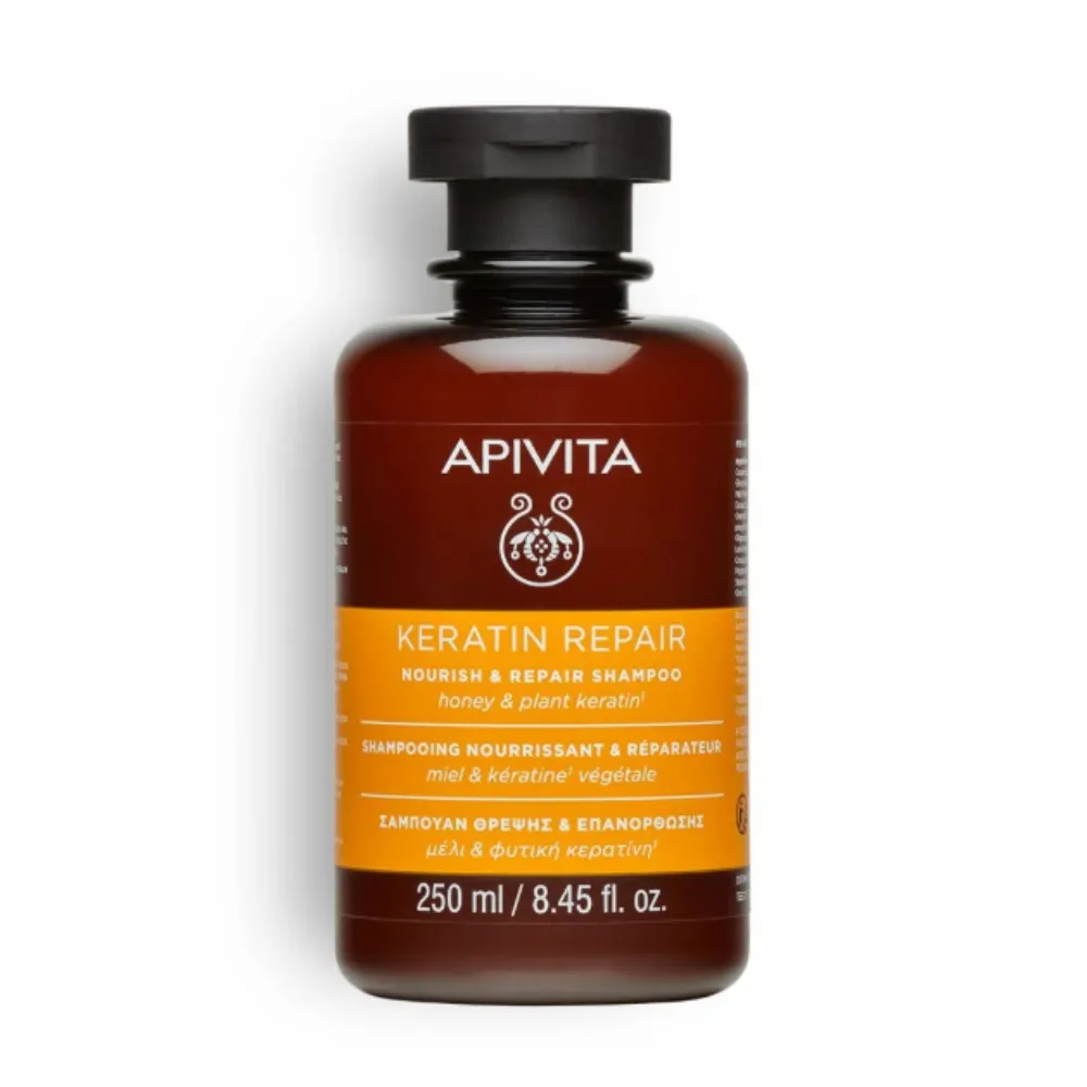 Keratin Repair Champú Nutritivo y Reparador con Miel y Queratina Vegetal, 250 ml. - Apivita