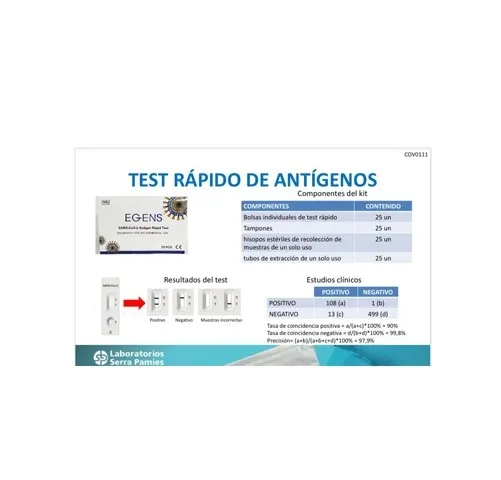 Kit de Prueba Rápida de Antígeno COVID-19 Para Uso Profesional, Caja 25 Unidades. - Serra Pamies