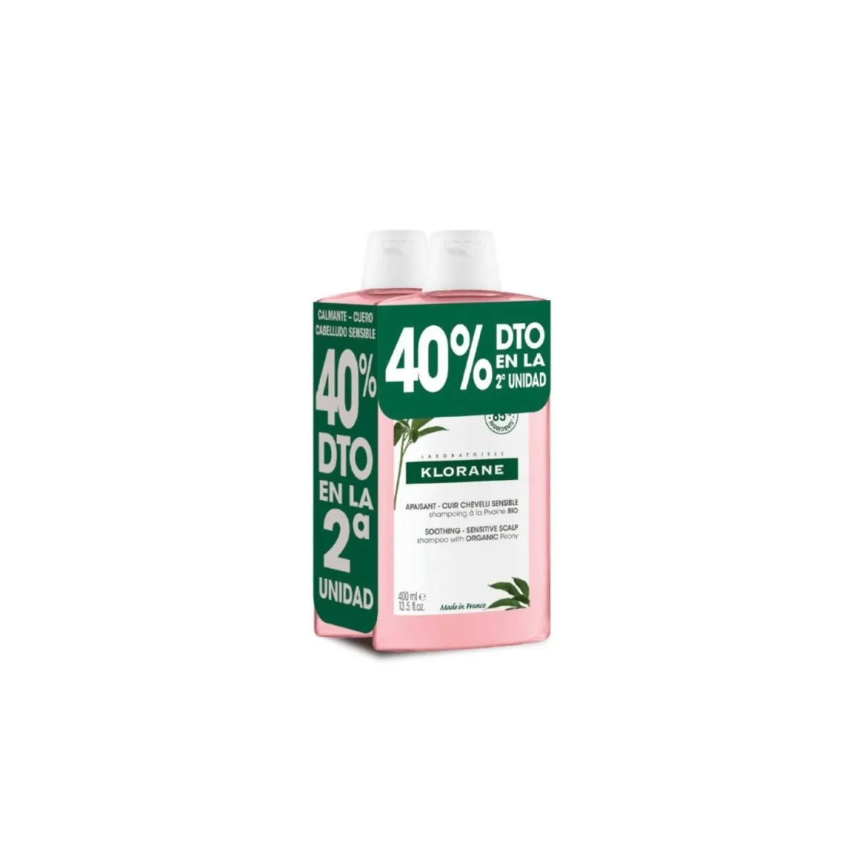 Klorane Champú Peoía Cuero Cabelludo Sensible 2 x 400 ml