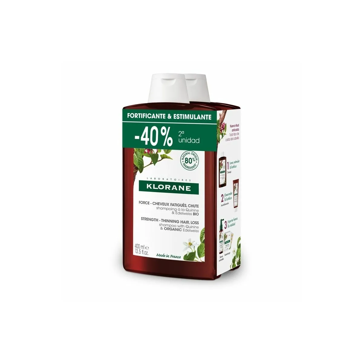 Klorane Champú Quinina Anticaída 2 x 400 ml