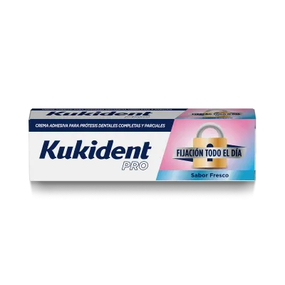 Adhesivo para prótesis dentales Kukident Fijación Todo El Día Fresco