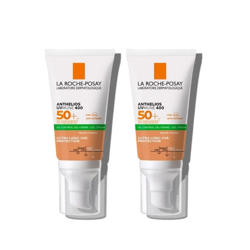 La Roche Posay Anthelios UVMune 400 Oil Control Gel Creme Com Cor SPF50+ Pack 2x50ml