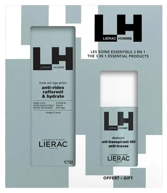 Lierac Homme Fluido Antiedad Global 50 ml + Desodorante Antitranspirante 48H Gratis 50 ml