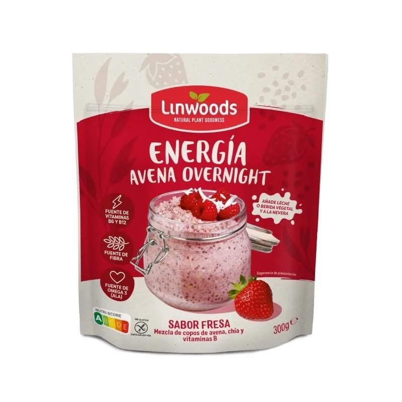 LINWOODS AVENA OVERNIGHT ENERGIA FRESA 300 GRAMOS