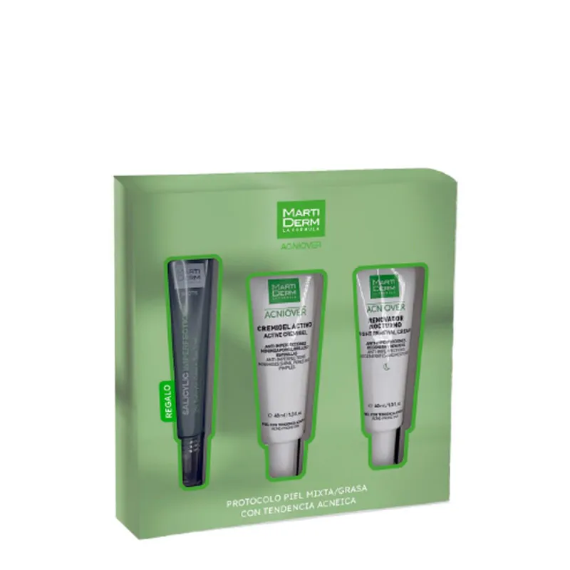 Martiderm Coffret Acniover Cremigel Activo 40ml + Renovador Nocturno 40ml + Salicylic Imperfections 20ml
