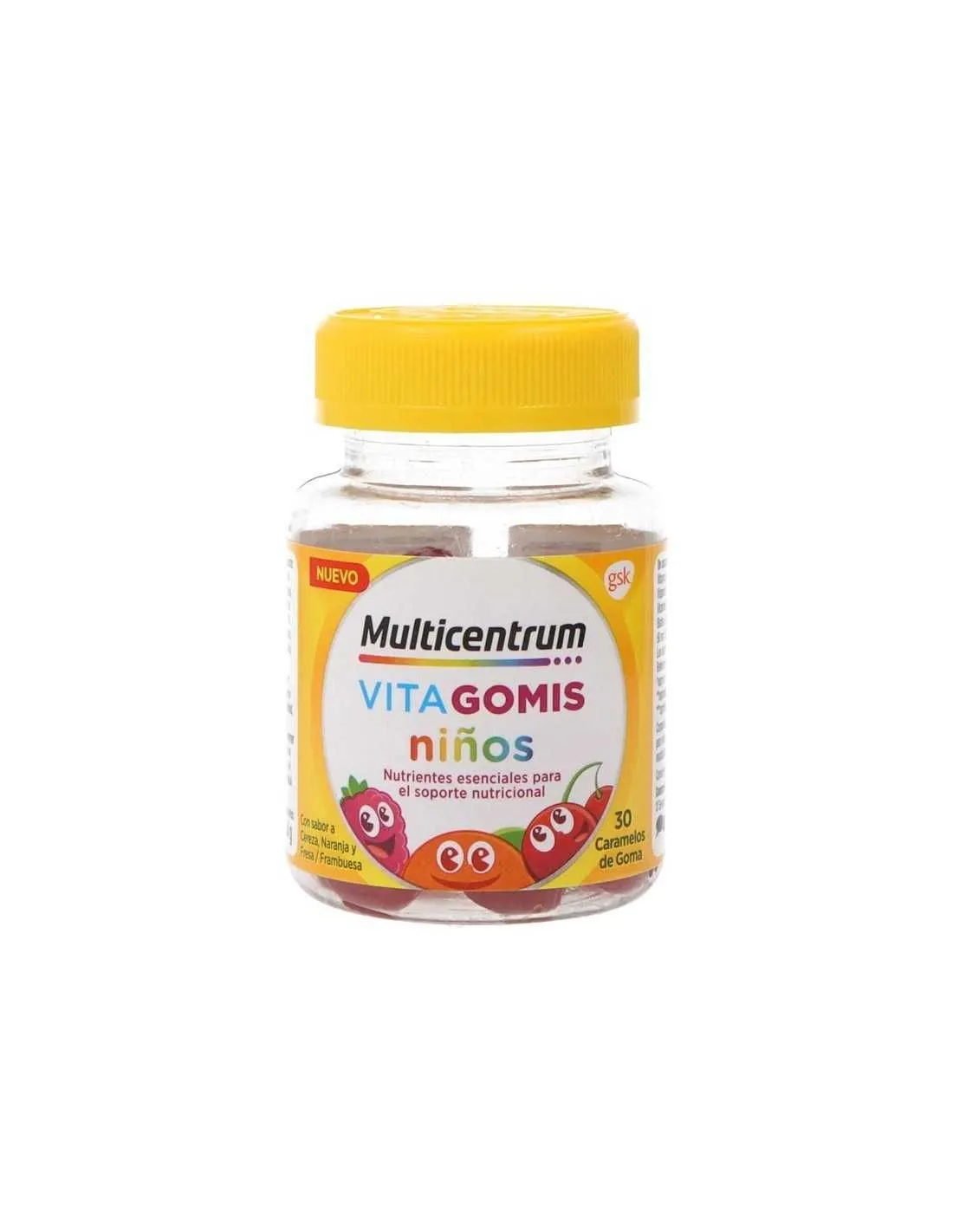 Multicentrum Vitagomis Niños 30 Caramelos De Goma Sabor Frutos Cereza Naranja Y Fresa/frambuesa