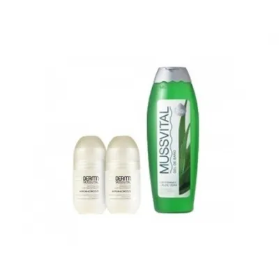 Mussvital desodorante hiperhidrosis 2udsX75ml + gel baño vit. E y aloe vera 100ml