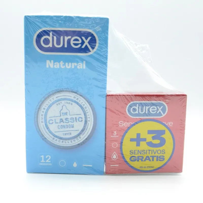 PRESERVATIVOS DUREX NATURAL PLUS 12 UD + 3 PRESERVATIVOS