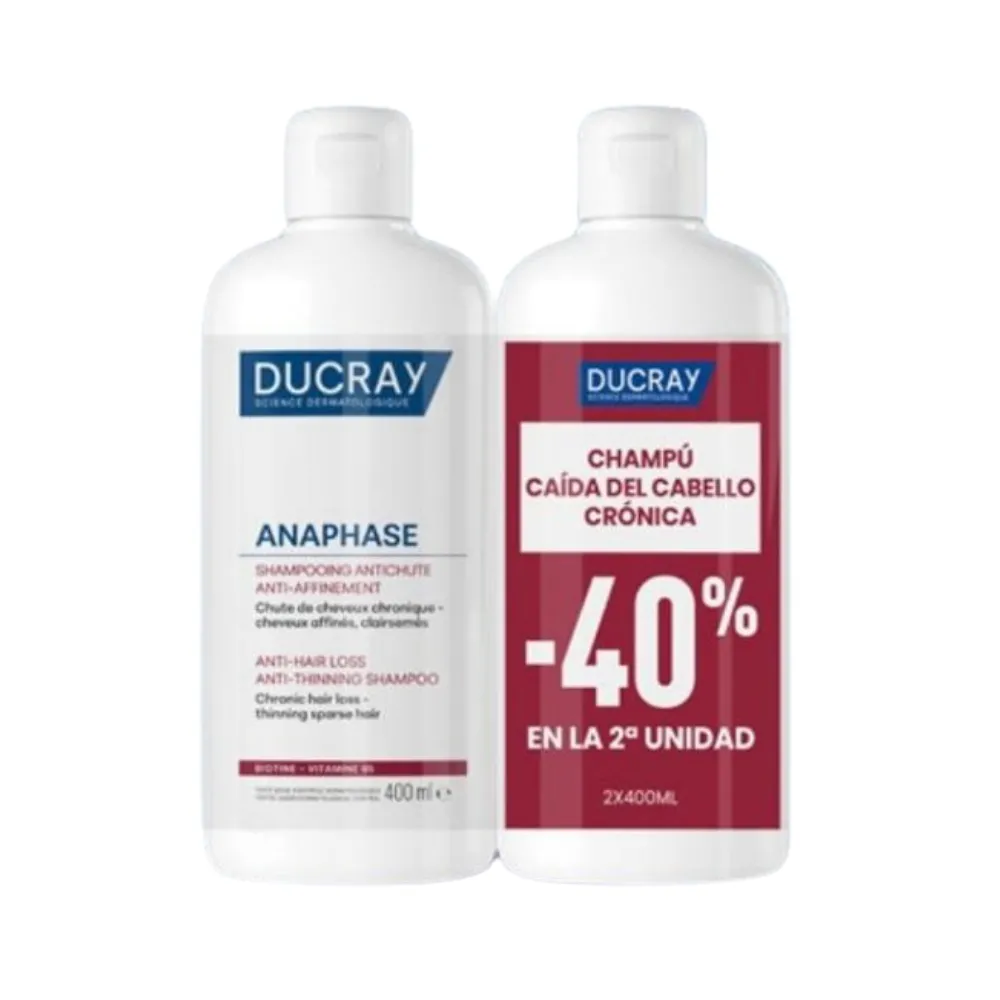 Duplo Anaphase Champú Anticaída y Antiafinamiento, 400 ml + 400 ml. - Ducray