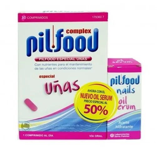 Pilfood Nail, 30 comprimidos + Pilfood Nails Oil Serum, 10 ml. - Laboratorios Serra Pamies