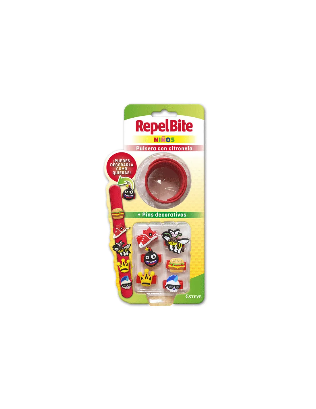 REPEL BITE PULSERA CITRONELA + PINS DECORATIVOS
