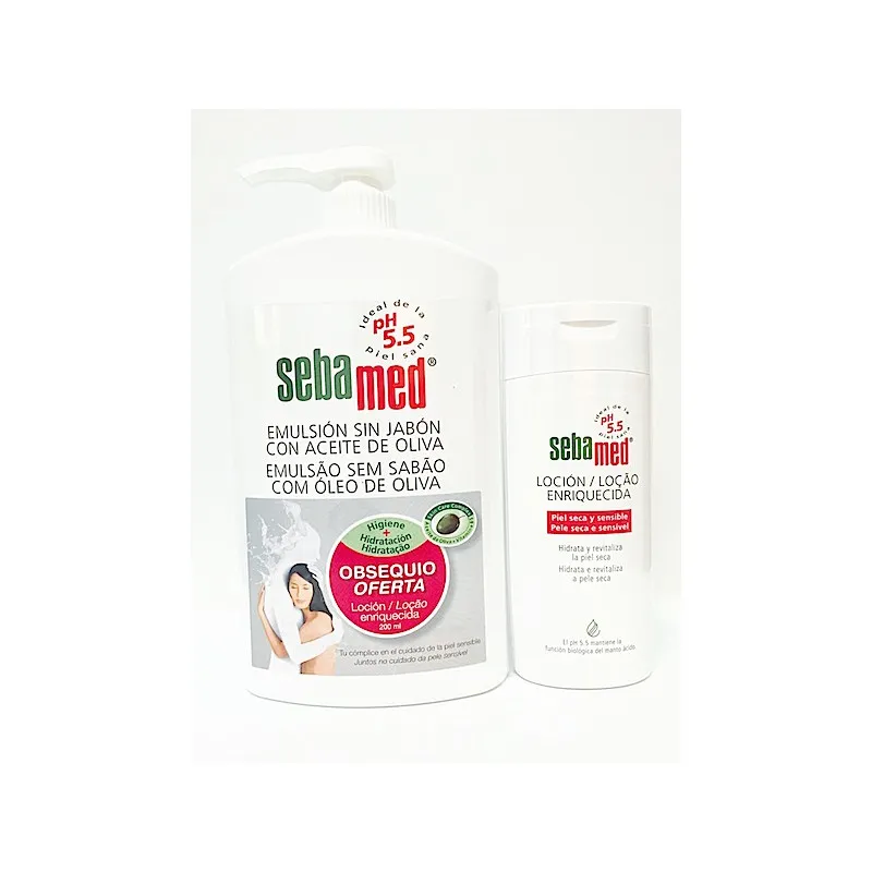 Sebamed Emulsión Sin Jabón Con Aceite Oliva 1000 ml + Obsequio Loción Piel seca y sensible