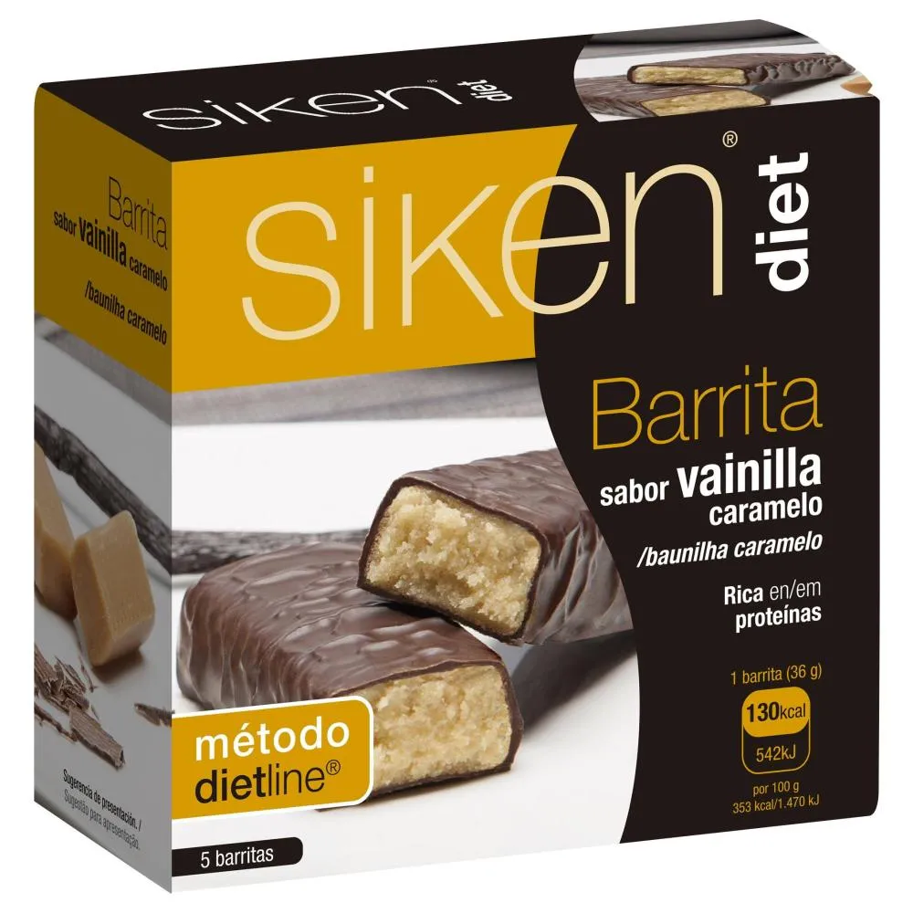 Siken Diet Barrita de Vainilla Caramelo 5 barritas.