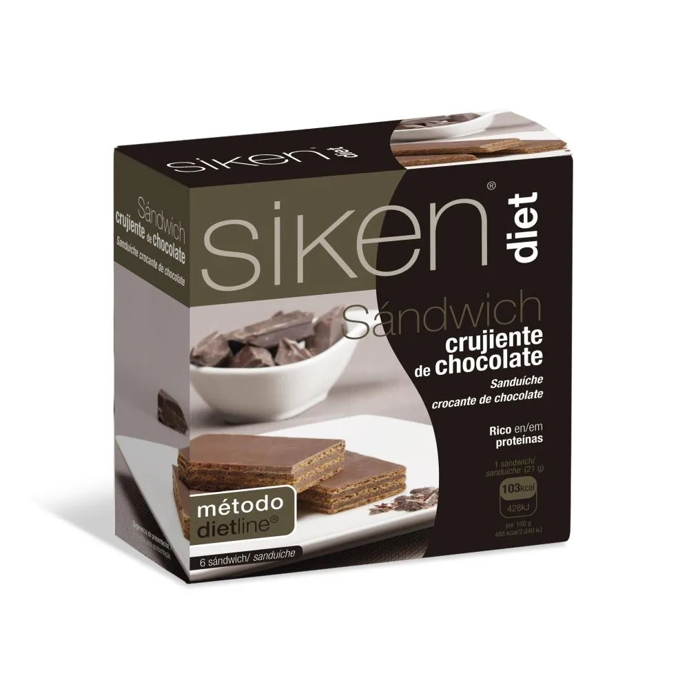 Siken Diet Sandwich Crujiente de Chocolate 6 unidades