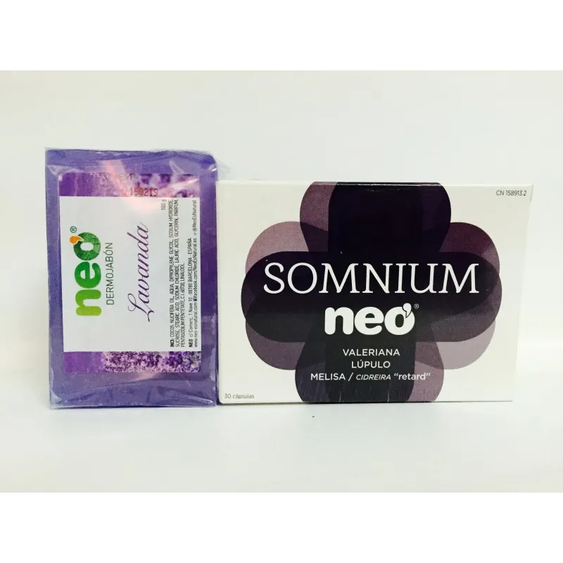 Somnium Neo Valeriana , Lúpulo , Melisa , Cidreira "retard" 30capsulas + Dermojabon Lavanda