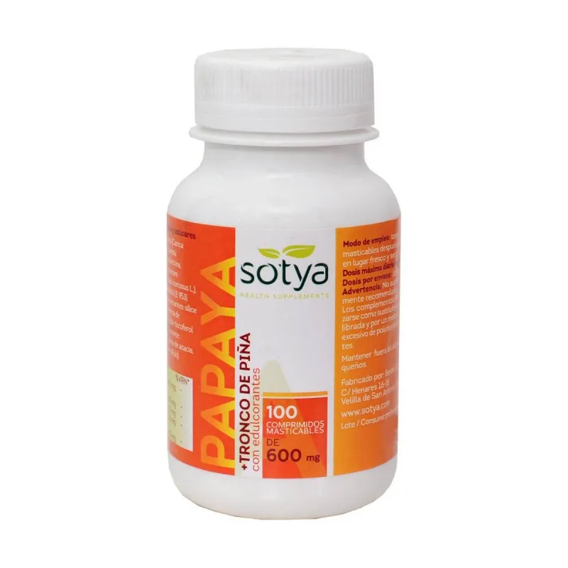 SOTYA PAPAYA 600 MG 100 COMPRIMIDOS MASTICABLES