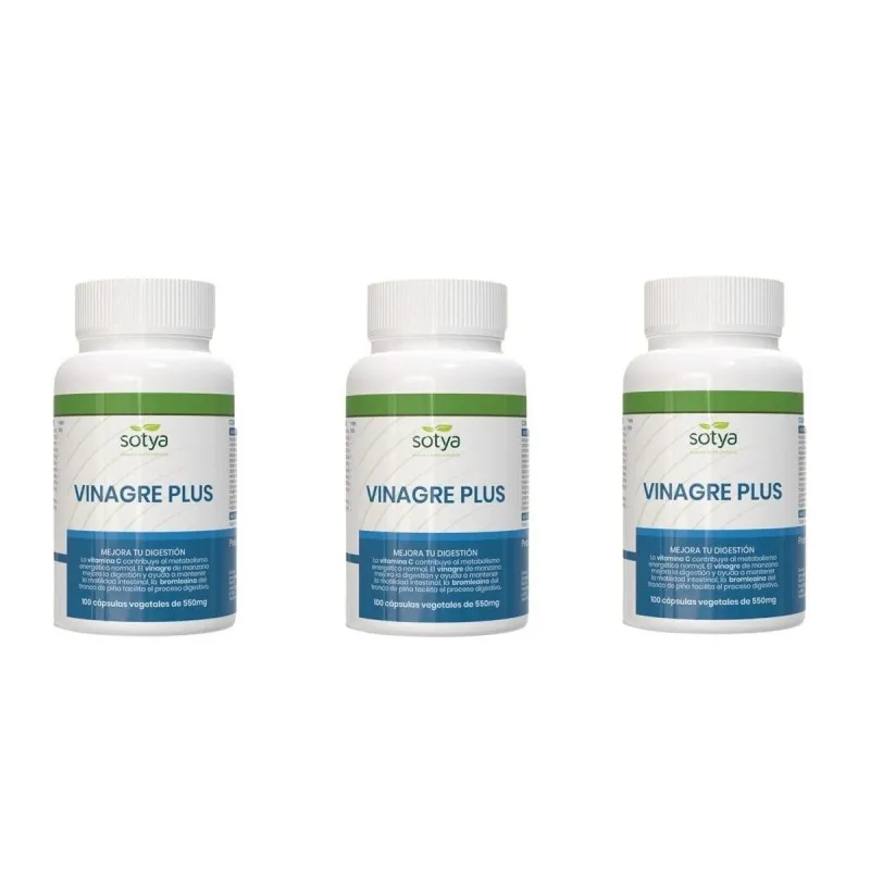 SOTYA VINAGRE DE MANZANA PLUS 550 MG 100 CAPSULAS PACK 3 UNIDADES