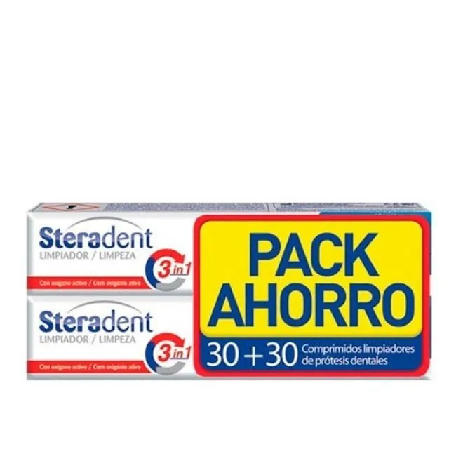 Steradent Triple Accion Pack Ahorro 30.- 30 Comprimidos