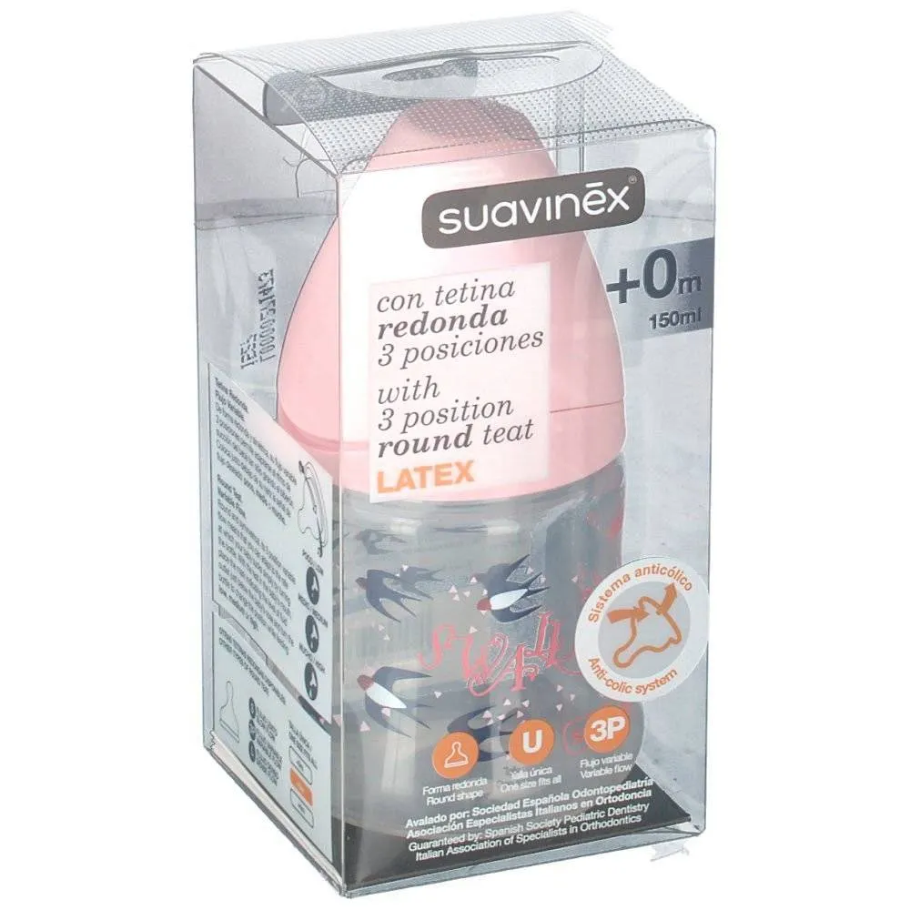 Suavinex Biberón Boca ancha con Tetina 3 posiciones 150ml.