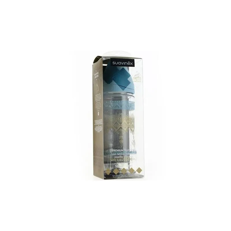 Suavinex Biberon Premium Silicone Tetina Redonda +4m Azul 360ml