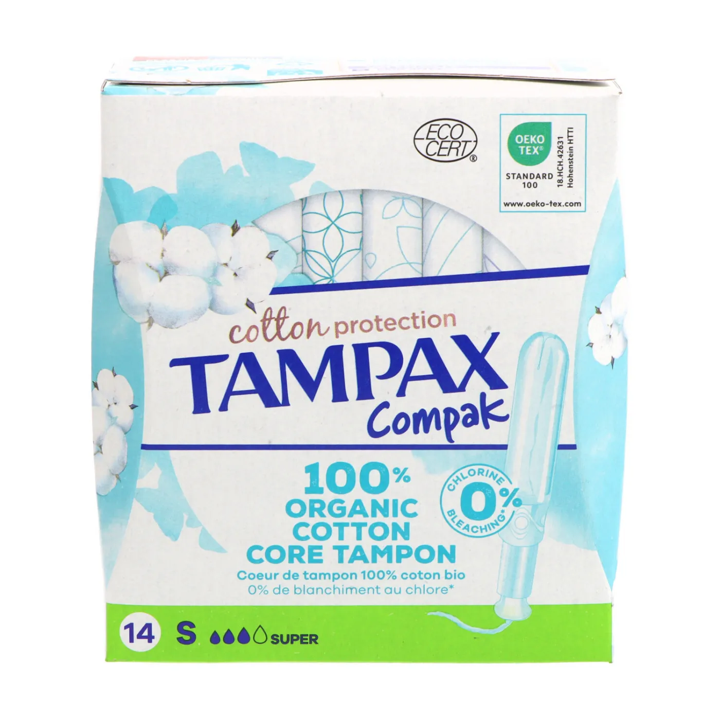 Tampax Tampones Organic Algodon Compak Super 14 Unidades
