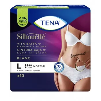 TENA Silhouette Normal Cintura Baja Blanco L 12u