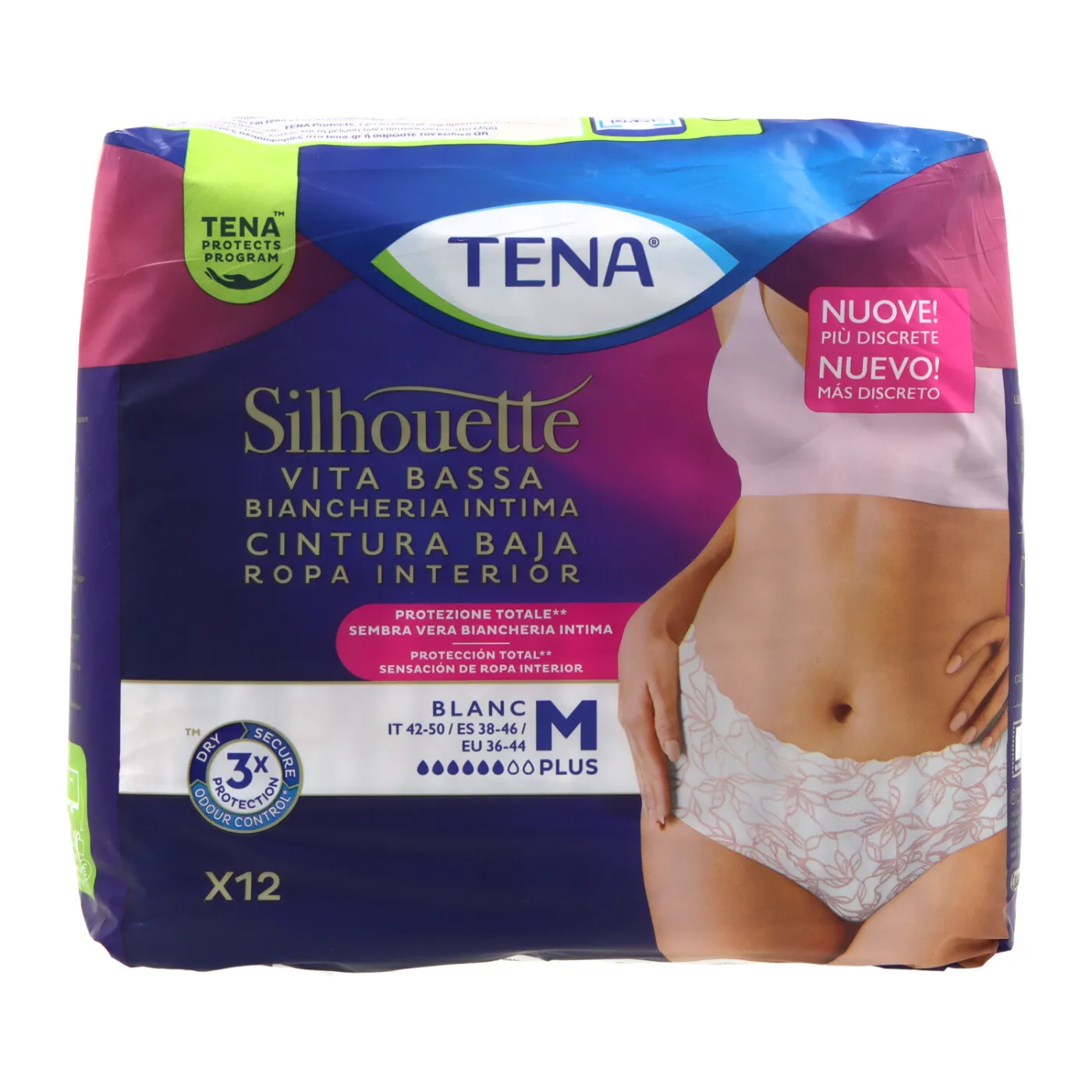 Tena Silhouette Blanco Cintura Baja T-m 12 Uds