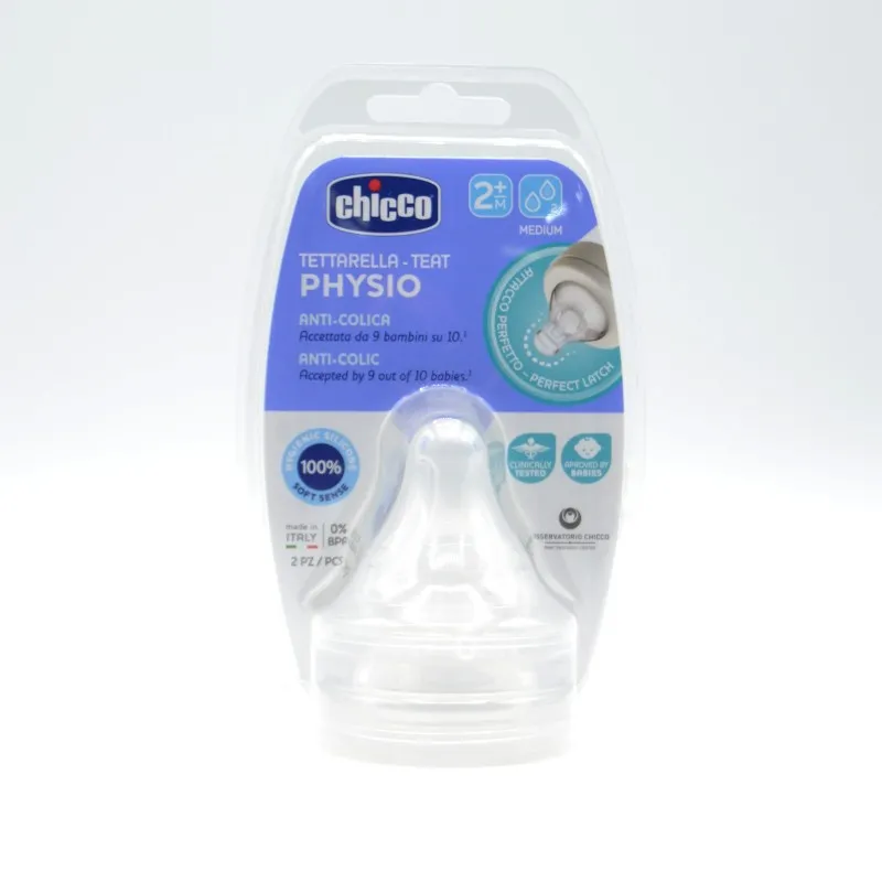 TETINA CHICCO SILICONA PHYSIO +2M F MEDIO 2 U