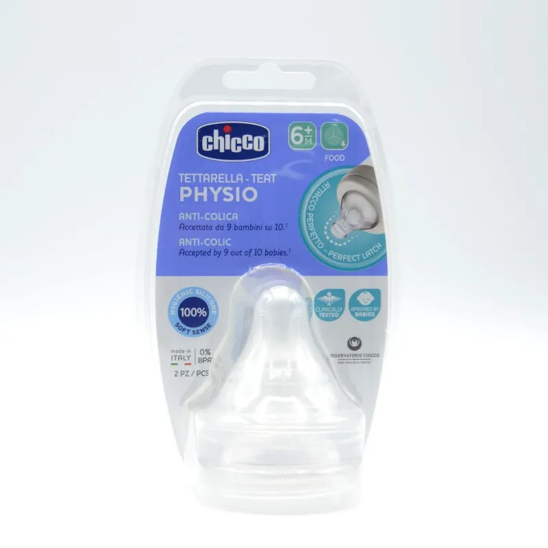 TETINA CHICCO SILICONA PHYSIO +6M PAPILLA 2 U