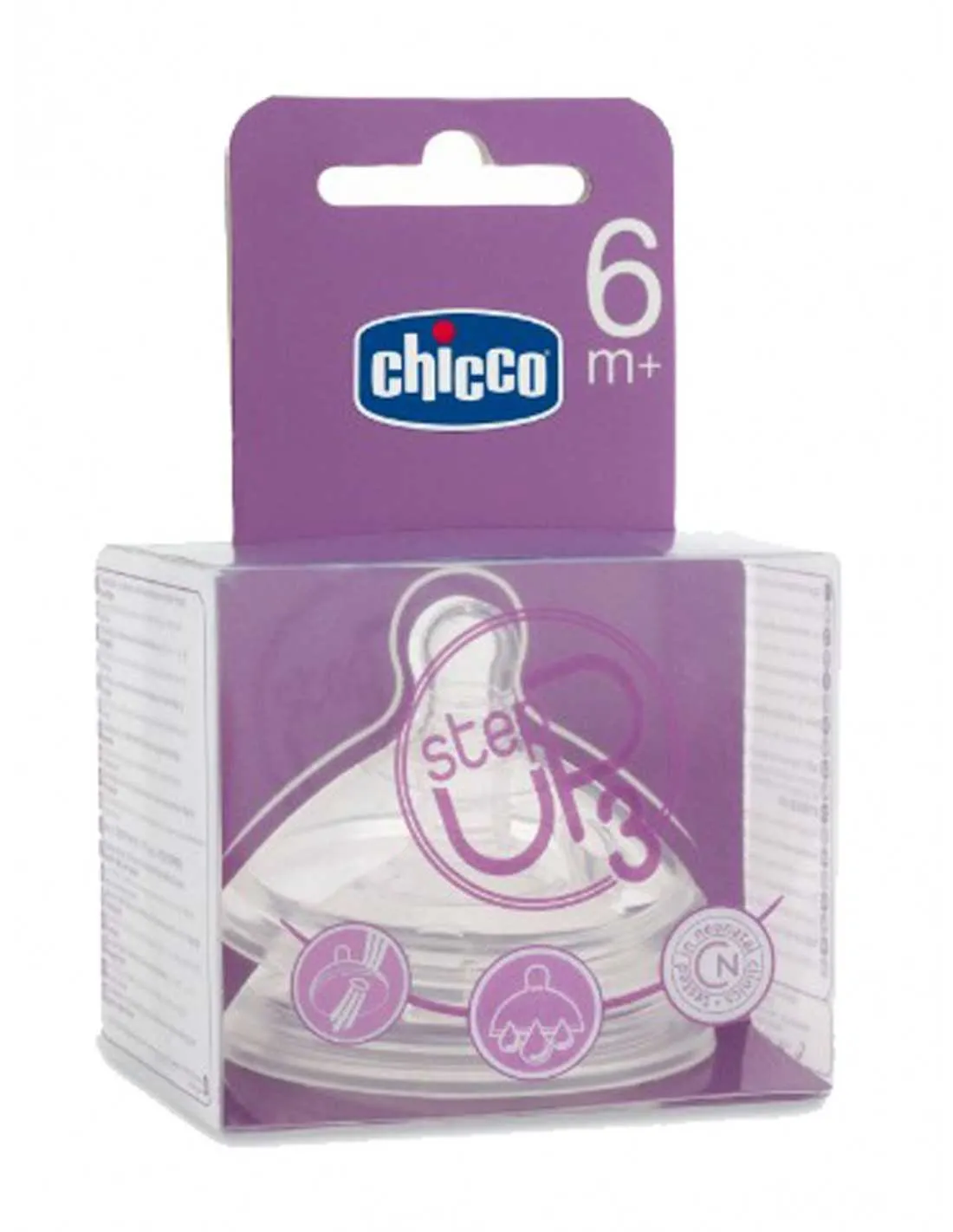 Tetina Silicona Chicco Step Up 3 B Ancha Flujo P 6 M + 2 U