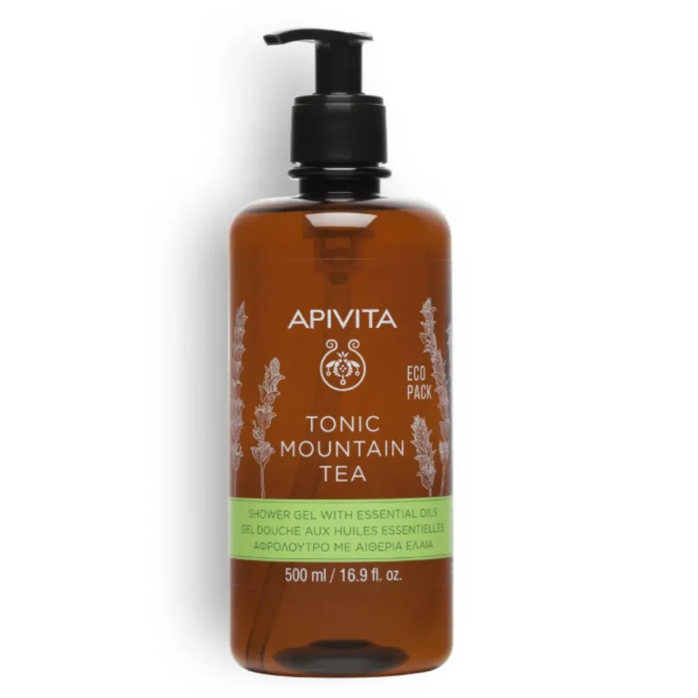 Tonic Mountain Tea Gel de Baño con Aceites Esenciales con Té de Montaña, 500 ml. - Apivita