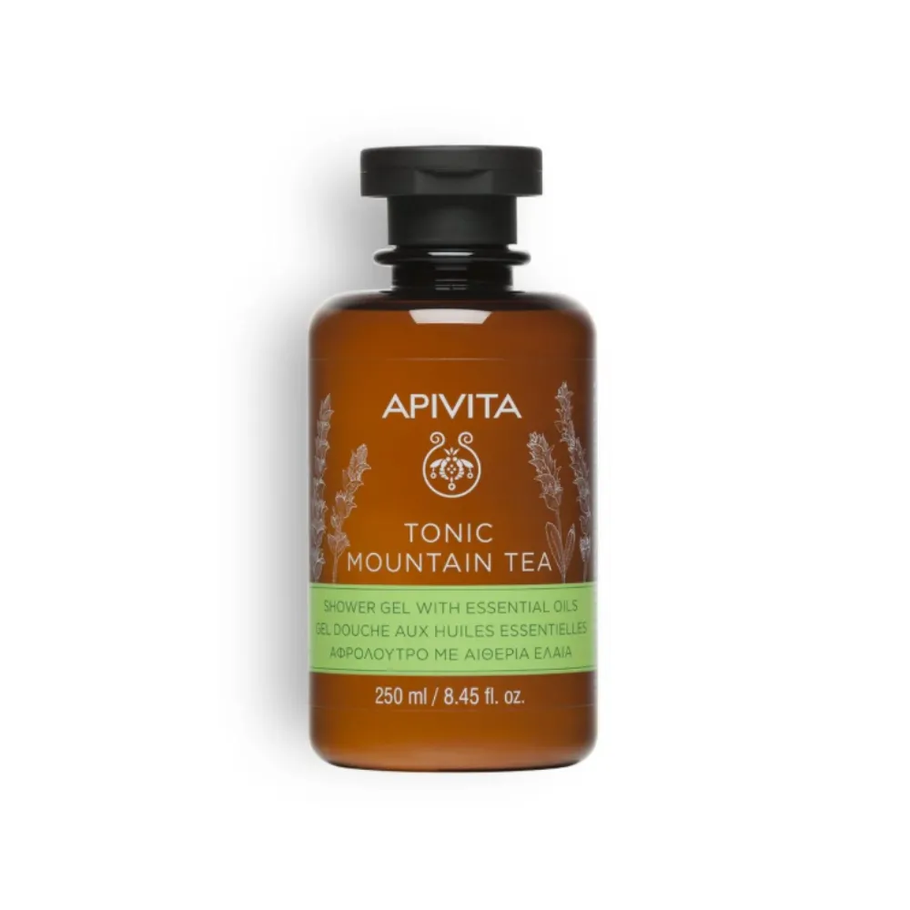Tonic Mountain Tea Gel de baño con Aceites Esensciales con Té de Montaña, 250 ml. - Apivita