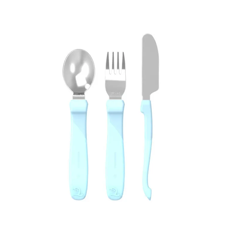 Twistshake Jogo de Talheres Azul Inox 12m+