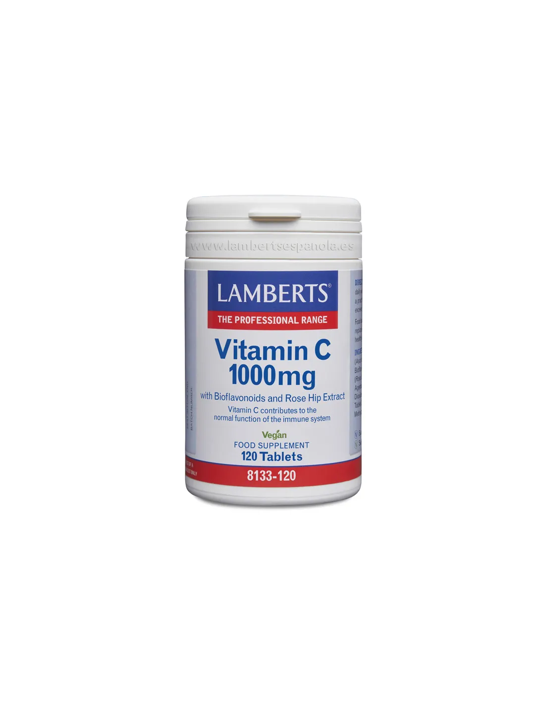 Vitamina C 1000 mg + Bioflavonoides y Escaramujo 120 Tabs. de Lamberts